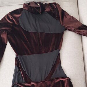 Woman DivA Dark brown velvet and sheer jumpsuit , New size L